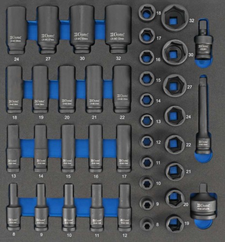 Wkład wózka - nasadki i akcesoria udarowe 1/2", 41 el.