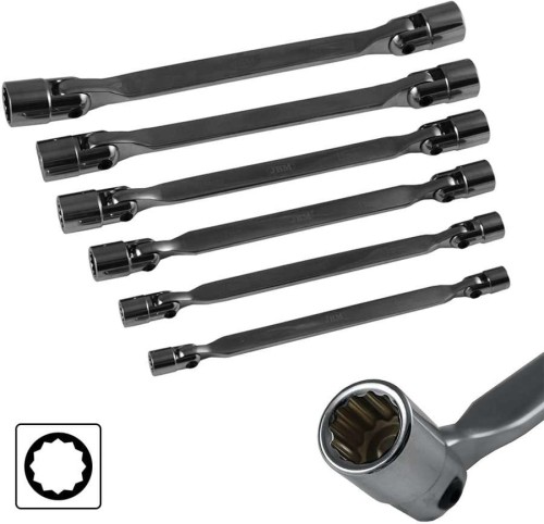 Klucze nasadowe z przegubem 8-19 mm, 6 szt.