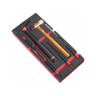 Moduł narzędzi do pobijania, młotek DIN trzonek grafitowy, na wkładce piankowej