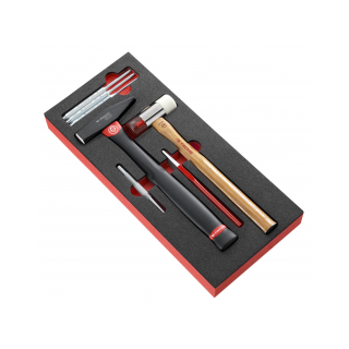 Moduł narzędzi do pobijania, młotek typu DIN trzonek grafitowy, na wkładce piankowej