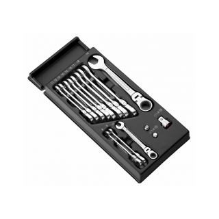 MODUŁ KLUCZY OCZKOWO-PŁASKICH GRZECHOTKOWYCH PRZEGUBOWYCH METRYCZNYCH NA WKŁADCE TERMOFORMOWANEJ