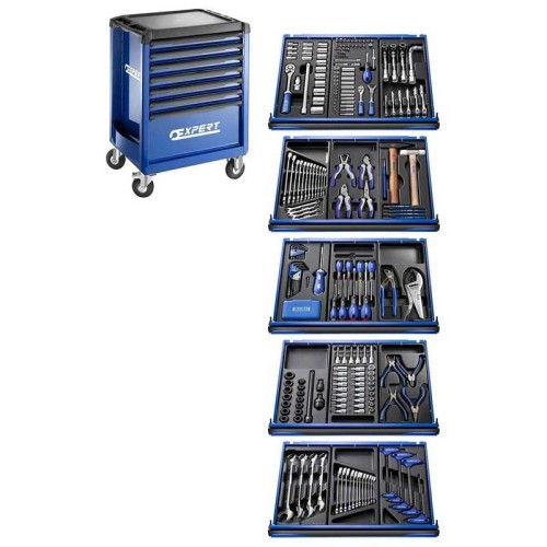 WÓZEK WARSZTATOWY 7 SZUFLAD Z 15 MODUŁAMI NARZĘDZI - 289 NARZĘDZI