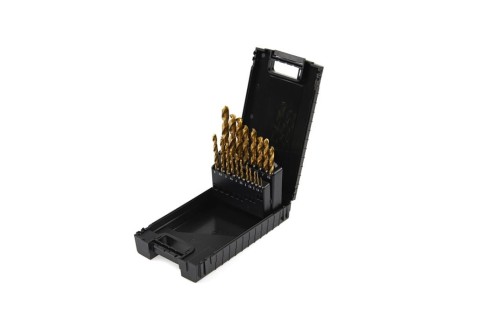 Zestaw wierteł HSS / TIN w plastikowym pudełku ( 19szt ) 1-10mm