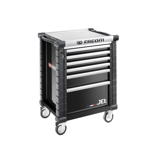 Wózek JET, 6 szuflad, 3 moduły na szufladę, czarny