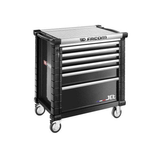 Wózek JET, 6 szuflad, 4 moduły na szufladę, czarny