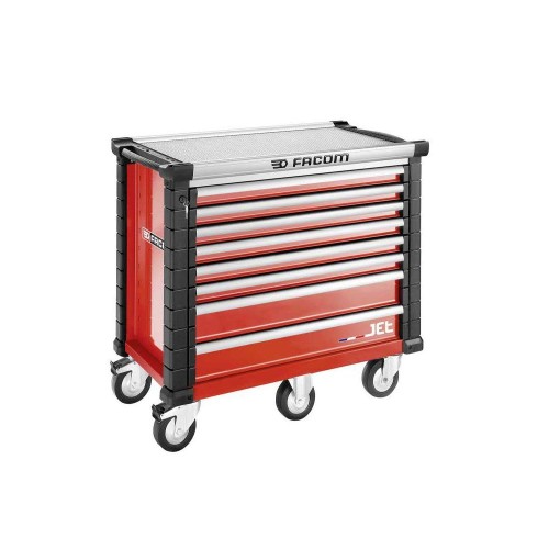 Wózek JET, 8 szuflad, 5 modułów na szufladę, czerwony
