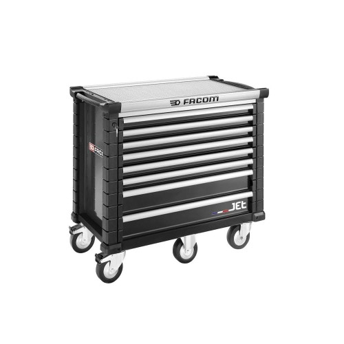 Wózek JET, 8 szuflad, 5 modułów na szufladę, czarny