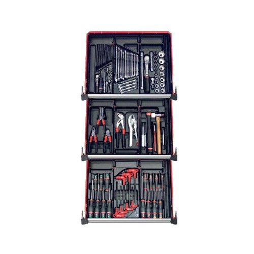 Zestaw 115 narzędzi - 9 modułów, w systemie przechowywania na 3 szuflady wózka