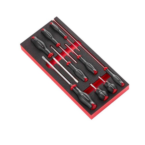 Moduł 9 wkrętaków Protwist® do śrub z rowkiem, 2,5 - 8 mm, wkładka piankowa