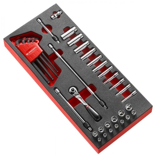 Moduł nasadek 6-kątnych krótkich i długich 1/4", 3,2 - 14 mm na wkładce piankowej