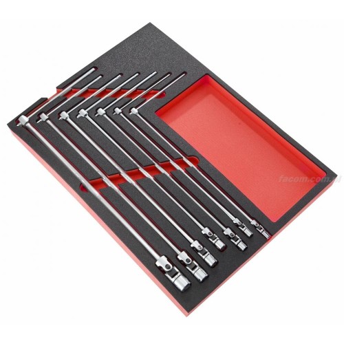 Moduł 7 kluczy długich z przegubem, 7 - 19 mm, wkładka piankowa