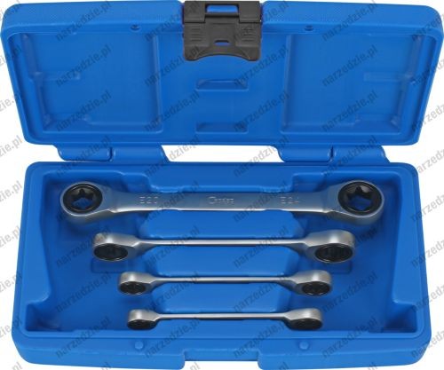 Klucze oczkowe Torx E6-E24, z grzech, 4 szt.