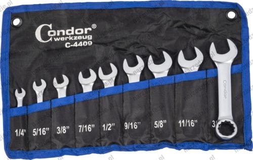 Klucze płasko oczkowe krótkie 1/4"-3/4", 8 szt.