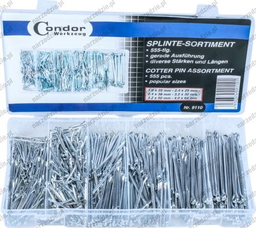 Zawleczki stalowe, 555 szt.