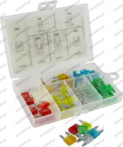 Bezpieczniki samochodowe, 11 mm, 50 szt. Mini