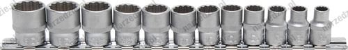 Nasadki 12-kątne, 3/8", 8-19 mm, 12 szt.