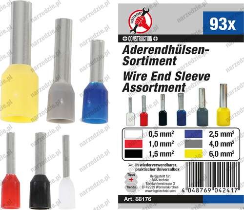 Tulejki do zaciskania, 93 szt.