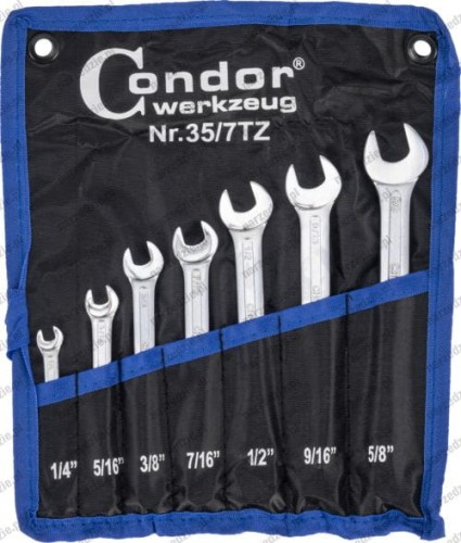 Klucze płasko oczkowe 1/4"-5/8", 7 szt.