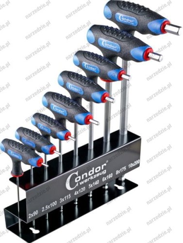 Klucze imbus 2-10 mm typu T z kulką, 8 szt.