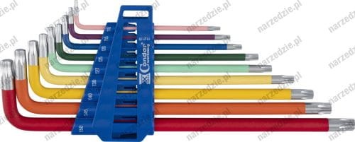 Klucze Torx T10-T50 bardzo długie, 9 szt., kolorowe