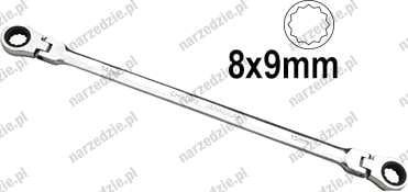 D.13447 Klucz oczkowy 8x9 mm, z grzech i przegubami