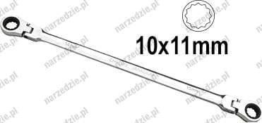 D.13448 Klucz oczkowy 10x11 mm, z grzechotką i przegubami