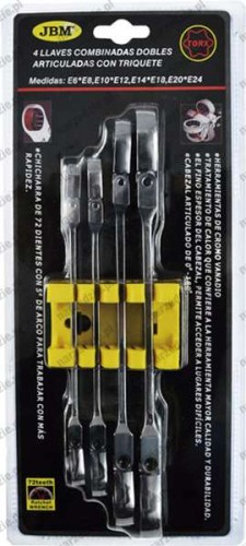 D.50754 Klucze oczkowe Torx E6-E24, przegubowe, 4szt.