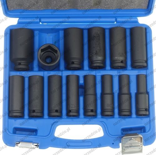 B.5207 Nasadki udarowe długie 1/2", 10-32 mm, 14 szt., 6-kątne