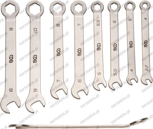 B.8646 Klucze płasko oczkowe 3.2-10 mm, 8 szt., precyzyjne