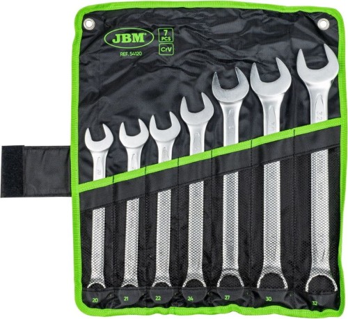 Klucze płasko oczkowe 20-32 mm, 7 szt., satyna