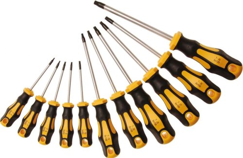Wkrętaki Torx T6-T40 z otworem, 11 szt.