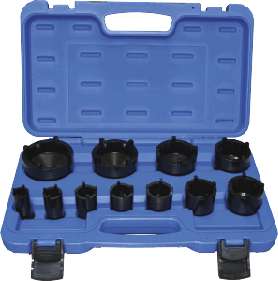 Nasadki do nakrętek rowkowych, 22-75 mm, 11 szt.