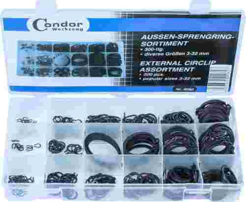 Pierścienie segera zewnętrzne, 300 szt., 3-32 mm