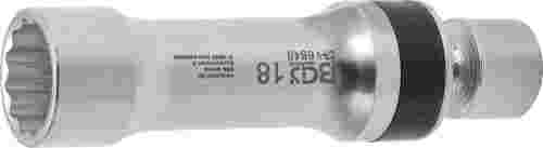 Nasadka do świec 18 mm 3/8", 100 mm, zacisk sprężynowy