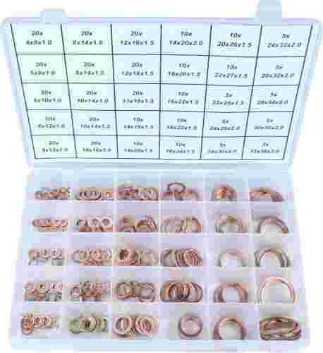 Podkładki miedziane 4-32 mm, 300 szt.