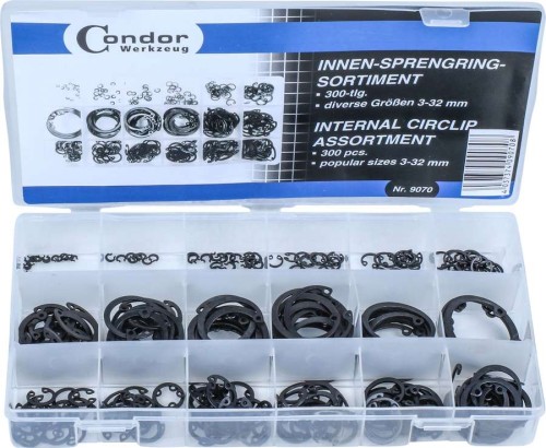 Pierścienie segera wewnętrzne, 300 szt., 3-32 mm