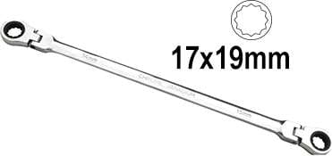 Klucz oczkowy 17x19 mm, z grzech i przegubami