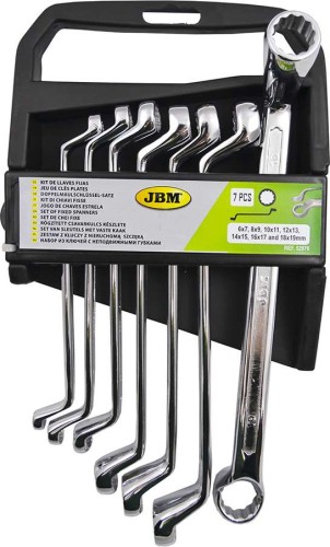 Klucze oczkowe odgięte 6-19 mm, 7 szt., chrom