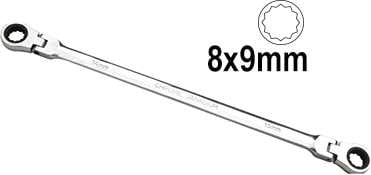 Klucz oczkowy 8x9 mm, z grzech i przegubami