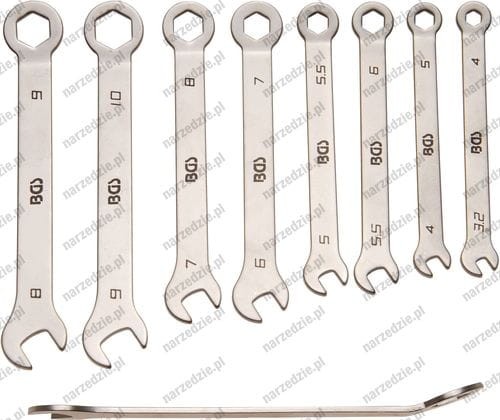 B.8646 Klucze płasko oczkowe 3.2-10 mm, 8 szt., precyzyjne