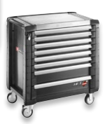 SZEROKI WÓZEK WARSZTATOWY JET+ Z 8 SZUFLADAMI I 15 MODUŁAMI NARZĘDZIOWYMI, czarny