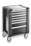 WÓZEK JET+ Z 7 SZUFLADAMI I 8 PIANKOWYMI MODUŁAMI NARZĘDZI, czarny