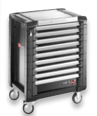 WÓZEK JET+ Z 9 SZUFLADAMI  I 18 MODUŁAMI NARZĘDZIOWYMI, czarny