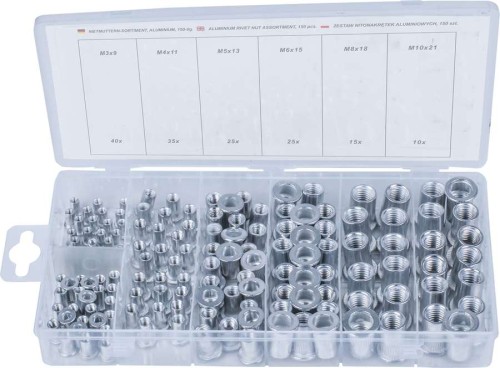 Nitonakrętki aluminiowe, 150 szt.