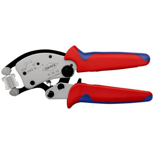KNIPEX Twistor16®, samonastawne szczypce zaciskowe do tulejek kablowych, z obrotową głowicą gwinciarską