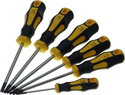 Wkrętaki Torx T10-T30 z otworem, 6 szt.