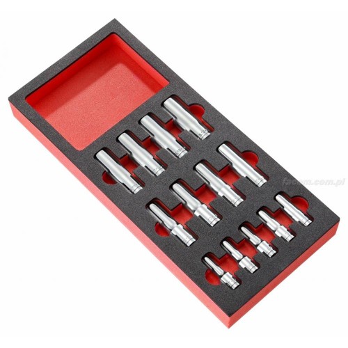 Moduł nasadek długich 1/2" i 3/8" , 7 - 19 mm, wkładka piankowa