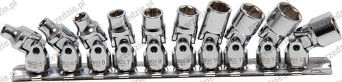 Nasadki przegubowe 5-13 mm, 1/4", 10 szt.