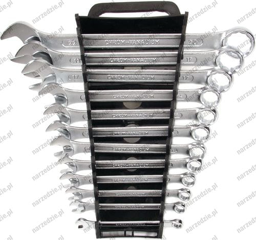 Klucze płasko oczkowe 6-22 mm, 12 szt., chrom