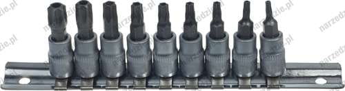 Nasadki Torx z otworem T10-T50, 9 szt.
